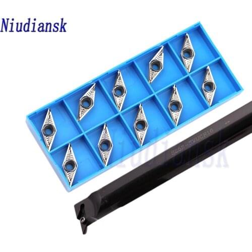 1pc S20R-SVUCR16 Arbor S25S-SVUCR16 Inner Hole Turning Tool Holder S20R-SVUCL16 CNC Lathe Tool 10pcs VCGT1604 Carbide Insert Set