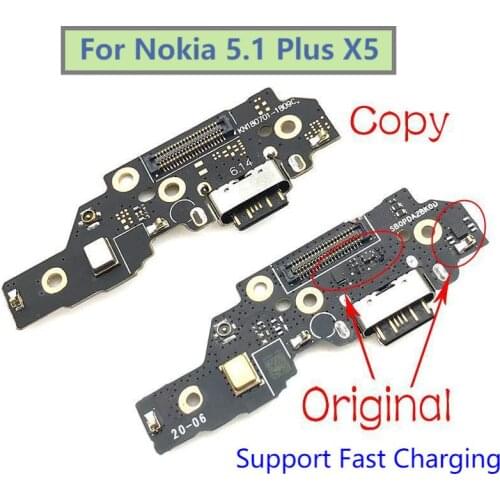 100% Tested USB Charging Dock Port Socket Jack Connector Charge Board Flex Cable For Nokia 5.1 Plus X5