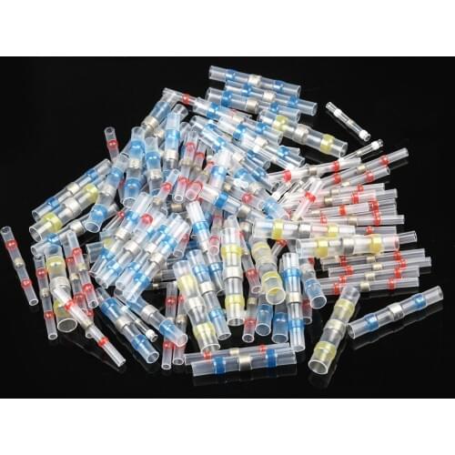 100PCS Solder Seal Sleeve Wire Connectors Heat Shrink Butt Connector Waterproof Insulated Splice Wire Terminals for Car Boat