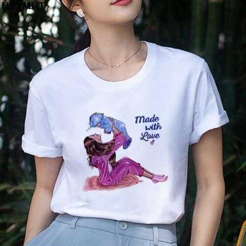 2020 New T shirts Women Made With Love Printed Female Mother Cartoon Ladies Sexy T-shirt Womens Short Sleeve Graphic Top Tshirt
