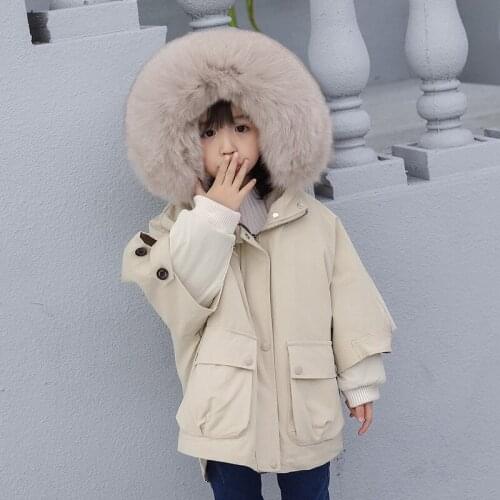 2021 Winter Fur Babyu Boy Coat Hooded Warm Girls Jackets Outdoor Sport Children Snowsuits Windproof Teenager Kids Ourerwear