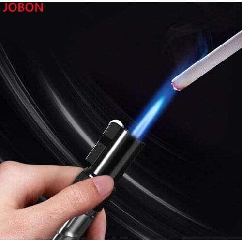 2021 New Brand JOBON Blue Flame Straight Into Lighter Inflatable Butane Metal Grinding Wheel Lighter Windproof Gas Torch Lighter