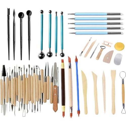 51 Pieces Sets Pottery Clay Tools Creasing Silicone Pens Carving Knives Modeling Blanking Knives Sets Pottery Combinations Tools