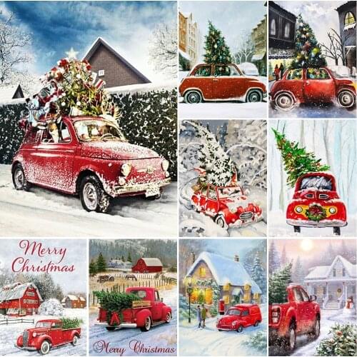 5D DIY Diamond Painting Winter Landscape Car Full Square Round Drill Embroidery Mosaic Cross Stitch Kits Rhinestones Hobby Art