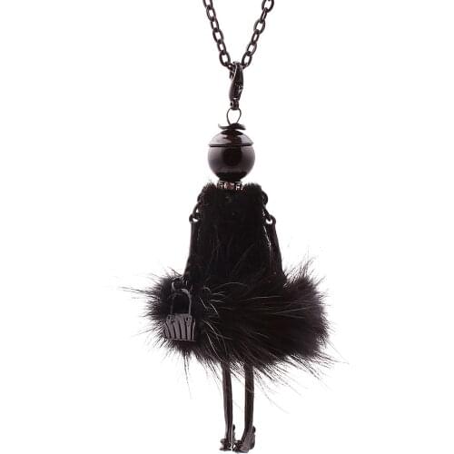 6 Colors New Fashion Doll Baby Necklace! Winter Various Colors fur Doll Key Chains Women Femme Accessories Jewelry Female Gifts