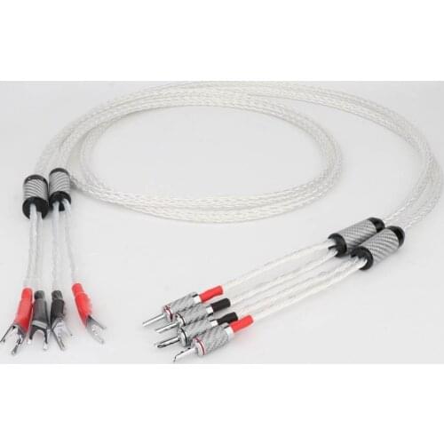 8AG Audiophile Microspace Monocrystalline Copper Silver-plated Audio Speaker Cable HIFI Speaker Cable