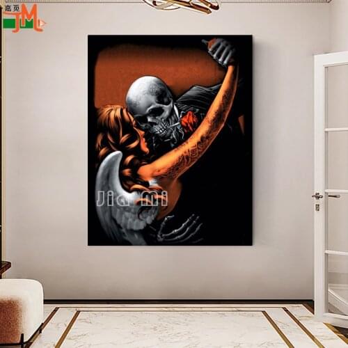 Diamond Painting Angel, Skull Dancing Diamond Embroidery Portrait Full Square Rhinestone Diamond Mosaic Crystal Cross Stitch Kit