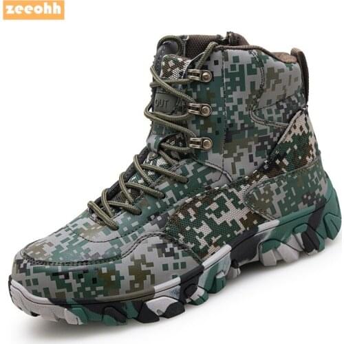 Spring Autumn Camo Military Boots Men Special Force Tactical Botas Outdoor Desert Combat Shoes Man Mountain Climb Hiking Trainer