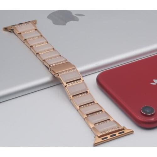 Jewelry + Metal strap for Apple watch 44mm 42mm 40mm 38mm Men/Women stainless steel bracelet band for iwatch 6 5 4 3 2 SE strap