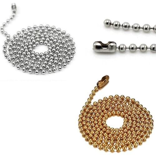 2.4mm Stainless Steel Ball Bead Necklace Chain Keychain, Bead Ball Dogtag Chains,Floating Locket Necklace for DIY Jewelry Making