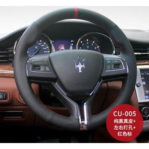 For Maserati Ghibli Levante quattroporte GT DIY custom black suede leather interior steering wheel cover car accessories
