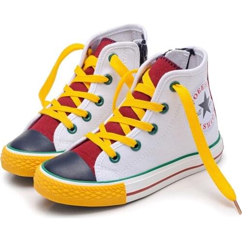 Children shoes 2021 New boys' and girls' sneakers fashion color matching fashion high-top childrens canvas shoes