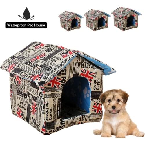 Cat Dog Pet House Outdoor Waterproof Thickened Cat House Nest Tent Cabin Winter Warm Dog Kennel Bed for Small Medium Dogs Cats
