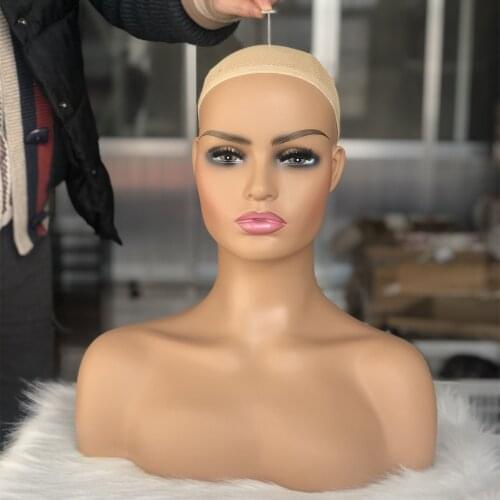 Female Mannequin Head with Shoulder for Display Manikin Head with Shoulder for Wig Jewelry Makeup Hat Sunglass Display Ship US