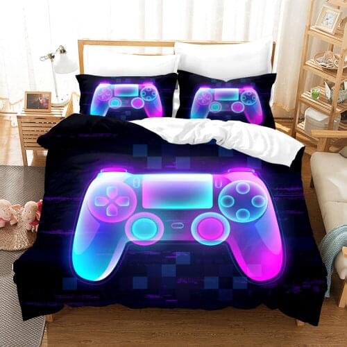 Purple Cool Gamepad Bedding Set Kids Gaming Duvet Covers Quilt Cover Sets Bed Linen Bedroom Adult Gift Single Queen King Size