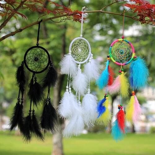 Hot Girl Heart Dream Catcher National Feather Ornaments Lace Ribbons Feathers Wrapped Lights Girls Room Decor Dreamcatcher