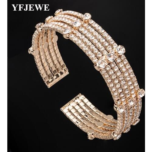 YFJEWE 2018 Hot New Fashion Crystal Double Opening Bracelet Women Jewelry Gift Mujer Pulseras B242