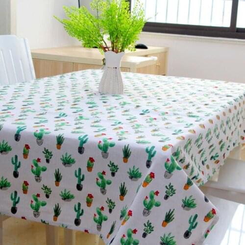 Chinese Style Table Cloth Lovely Plant Pot Table Cover For Home Party Mantel Mesa Green Cactus Table Cloth Rectangular Tableclot