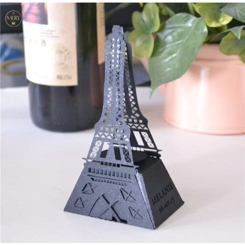 Classic laser cut Tower customized wedding candy box