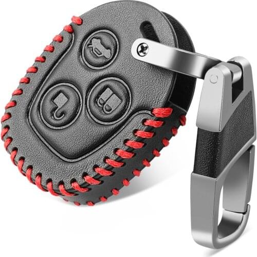 Leather Key Case Cover For Ford Focus KA Galaxy Mondeo Transit Connect Cougar Puma Fushion Keyless Fob Shell