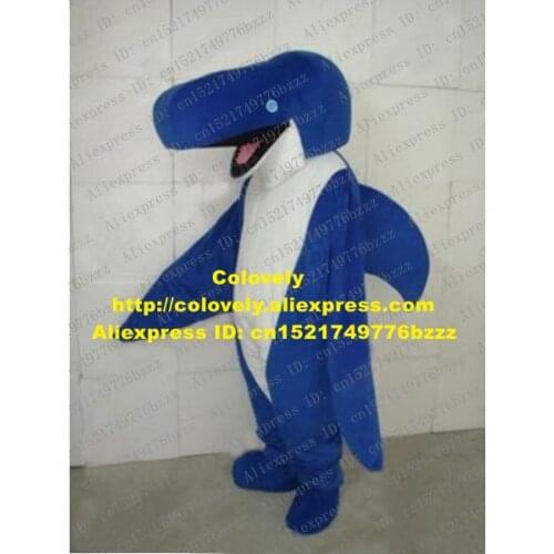 Fancy Blue Dolphin Mascot Costume Mascotte Whale Cetacean Porpoise Dophins With Big Black Mouth White Belly No.1969 Free Ship