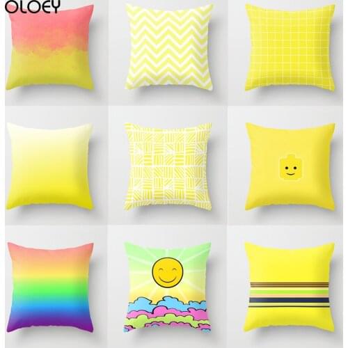 Fashion Polyester Fabric Yellow Series Pillowcase Home Hotel Bed Car Seat Decorative Backrest Pillowcase Elegant and Comfortable