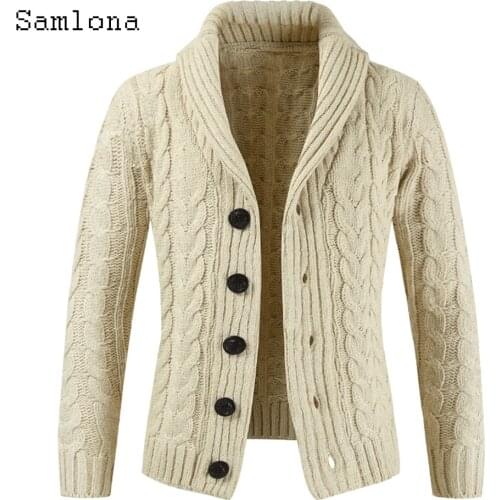 Fashion 2020 Autumn New Pleated Sweaters Men Single Breasted Lapel Collar Winter Warm Clothes Mens Knitted Sweater Cardigans