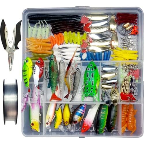 280pcs/lot Fishing Lure Set Mixed Soft Lure Artificial Bait Minnow Popper Vib Spoon Frog Shad Plier Fishing Line Accessory B224