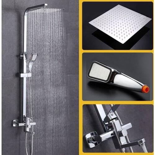 Bathroom Shower Faucet Set Wall Mount Top Quality Contemporary Hand Swivel Bathtub Spout 3-WAYS Mixer Tap