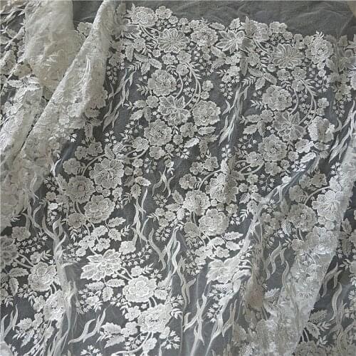 Latest lace bridal fabric embroidery French lace for dress