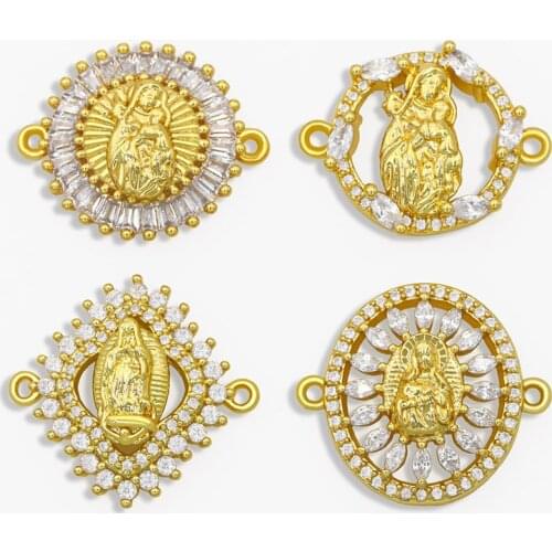 OCESRIO DIY CZ Virgin Mary Charms Jesus Bracelet Charm Decoration For Hand Made Chains Necklace Jewelry Making Supplies chma019