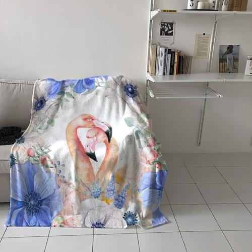 Flamingo Purple Flowers Leaves Throw Blanket Home Sofa Decor Blanket Portable Soft Bedspread Microfiber Blankets for Beds