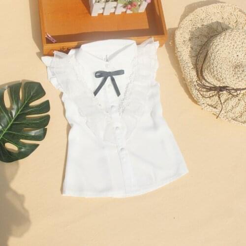 Baby Girl Clothes 2019 Summer top girl t shirt children clothing chiffon sleeveless school girl white blouse kids t-shirt 2-16Y