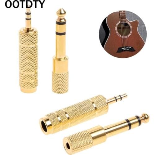 OOTDTY 2Pcs 6.5mm 1/4 Female to 3.5mm 1/8 Male Stereo Audio Mic Plug Adapter Jack