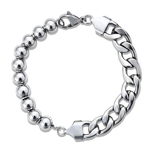 Original Cuban Stitching Steel Ball Bracelet Men And Women Hip-Hop Personality Simple Chain Korean Student Hand Jewelry Trend