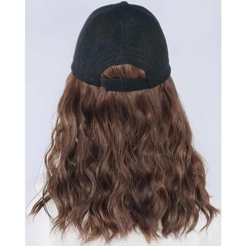 Synthetic Hair Wig Baseball cap wig 12 inches Connect Hat Wig Adjustable For woman Hair Wig hat deep wave human hair wig hat 1pc