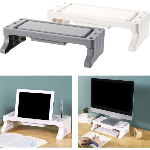 Laptop Monitor Stand Shelf TV Printer Computer Screen Riser Tray With Drawer