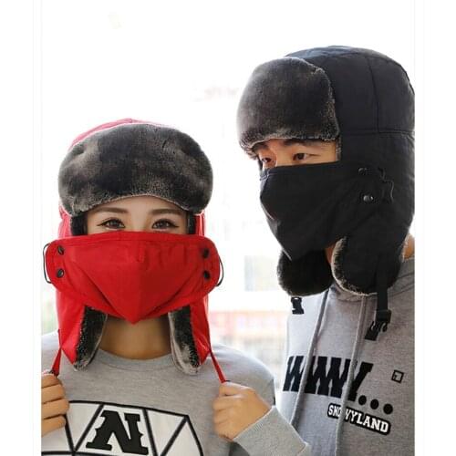 Thick Plush Bomber Hat Warm Winter Hat For Men Women Trapper Trooper Hats Ear Protect Russian Snow Caps Earflap Bonnet