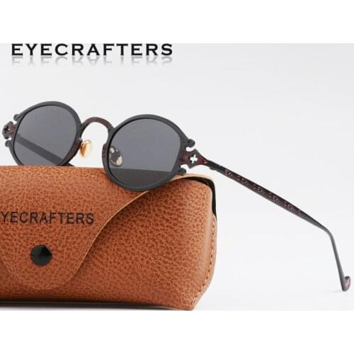 Metal Brand Mens Womens Luxury Gold Designer Sunglasses Oval Round Gothic Sunglasses Retro Vintage Steam Punk Sunglasses