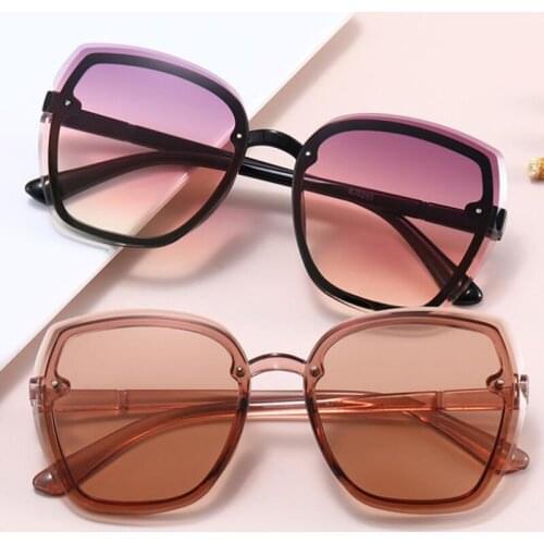 Gradient Square Clear Shades For Women Luxury Rimless Womens Sunglasses New Luxury Brown Sunglasses Oculos De Sol Feminino