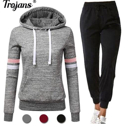 Winter Tracksuit Women 2 Piece Set Solid Color Hoodies+Pants Sportwear Womens Sports Suit Hooded Sweatshirt Set Female Jogging