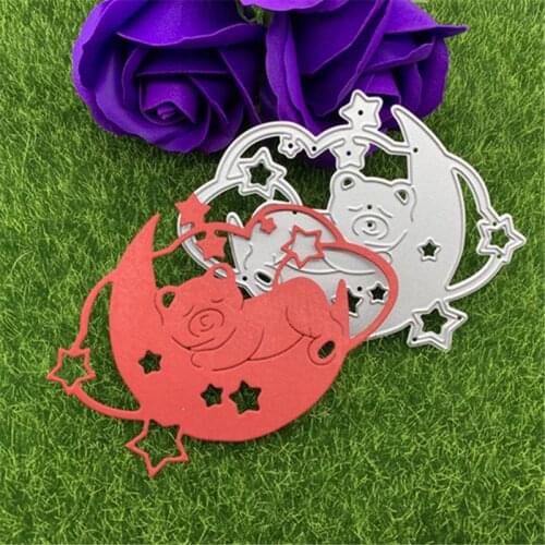 Starry sky sleeping pig on the moon handmade DIY album scrapbook greeting card decoration metal cutting mold