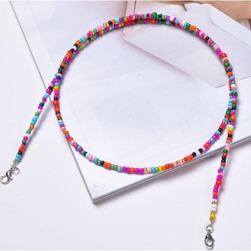 10 pcs rainbow colorful mask glasses charm beads lanyard handmade neck anti-dropping&lost double buckle unisex necklace jewelry