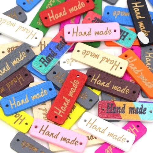 50Pcs Mixed Colors Handmade Wooden Button For Clothes 2-Holes Buttons Sewing Accessories Handmade Tags Scrapbooking Craft DIY