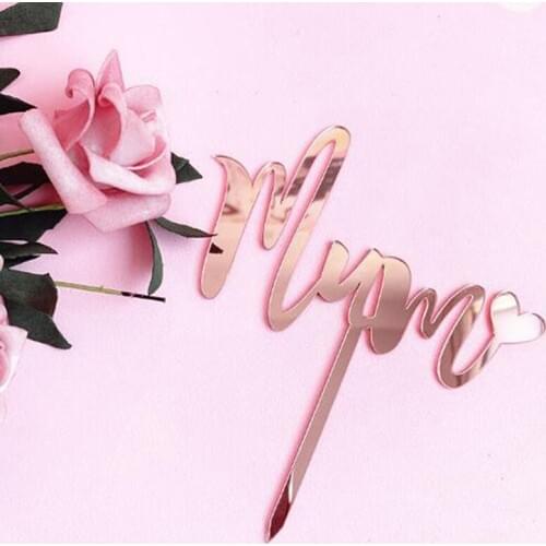 1PC Acrylic Cake Topper Happy Mothers Day Mum Letters Print Cake Decoration Mother Birthday Party Decorative Supplies