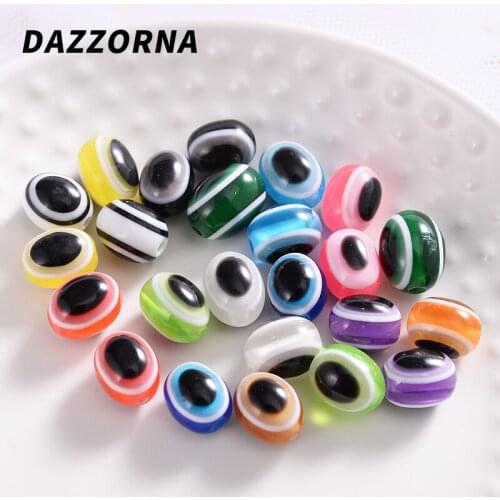 6x8/8x10mm Mixed Color Resin Beads Eye Long Round Loose Beads for Diy Handmade Jewelry Making Bracelet Necklace Accessories