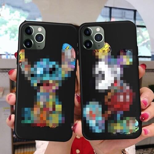 For iPhone XR case cute case soft TPU for iPhone 7 8 Plus SE2020 X XS 11 12 Pro Max case Black soft TPU case