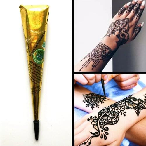Black Henna Tattoo Paste Indian Natural Herbal Henna Cream Cones Tube Temporary Body Art Tribal Women Legs DIY Drawing Hands