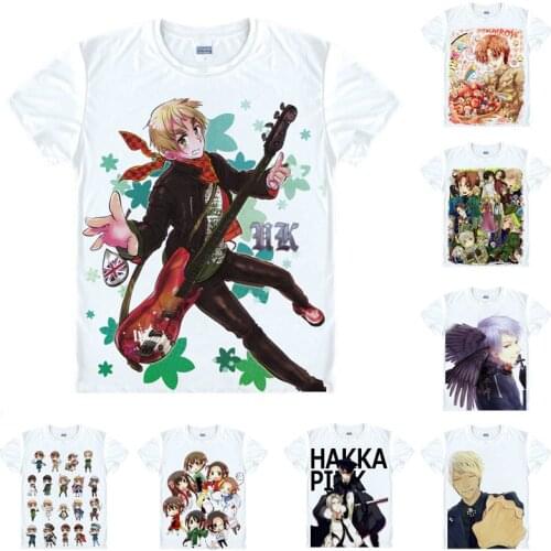 Coolprint Anime Shirt Axis Powers Hetalia T-Shirts Multi-style Short Sleeve Feliciano Vargas Kiku Honda Cosplay Hentai Shirts