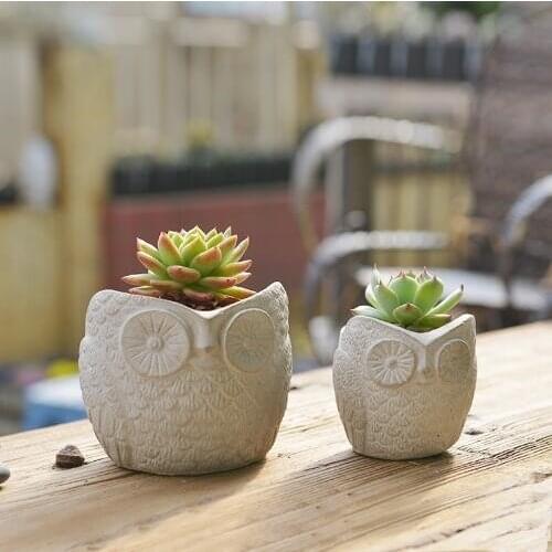 Cute owl design flower pot silicone mold animals flower pot two size Concrete Pot molds concrete mould Cement 3d vase S7049